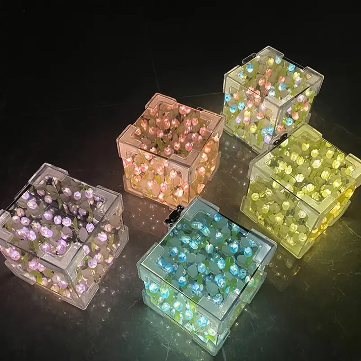 Lámpara De Tulipanes en forma de Cubo